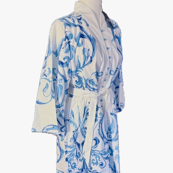 Urban Stand Collar Regular Fit Shirt Dress With Belt Color:Blue Size:XL - Picture 5 of 7